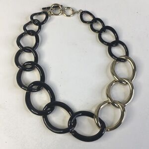 Banana Republic Chunky Black Enamel & Gold Tone Chain Graduated Link 22"